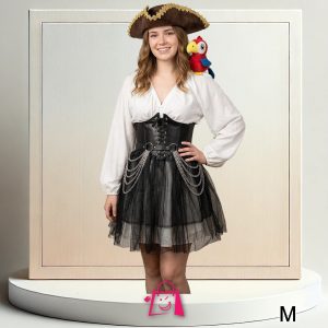 Disfraz Pirata Mujer con Corsé Cadenas Sombrero y Tutú Talla M Bucanera Halloween Cosplay Fiesta Temática