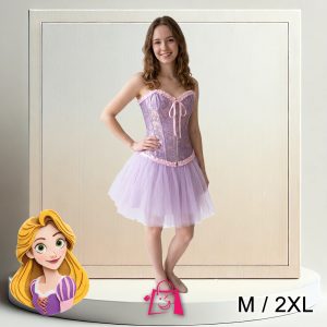 Disfraz Princesa Rapunzel Corset Lila Brocado y Tutú Tul Tallas M y 2XL Princesa Cuento de Hadas Halloween Fiesta Temática Cosplay