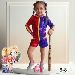 Disfraz Niña Harley Quinn Chaqueta y Short Metalizado Bicolor Talla 6-8 Años Suicide Squad Disfraz Infantil Halloween Cosplay Fiesta Temática