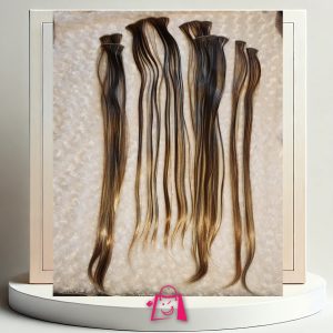 Set de Extensiones de Cabello con Clips Castaño con Mechas Rubias