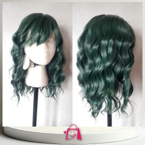Peluca Sintética Ondulada Verde Oscuro Estilo Joker