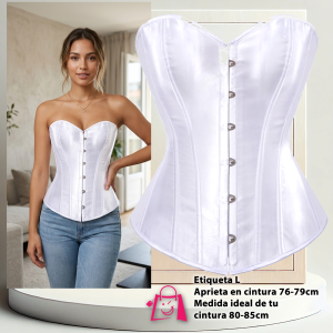 Corsé Blanco Liso De Satén: Elegancia Clásica A Un Precio Imperdible.